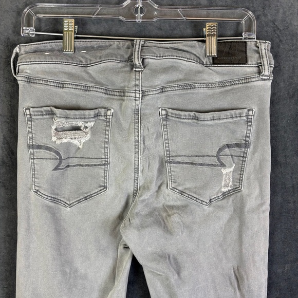 American Eagle Outfitters High Rise Skinny Gray Jeans w/ Distressed Design Sz 8 - Picture 3 of 13